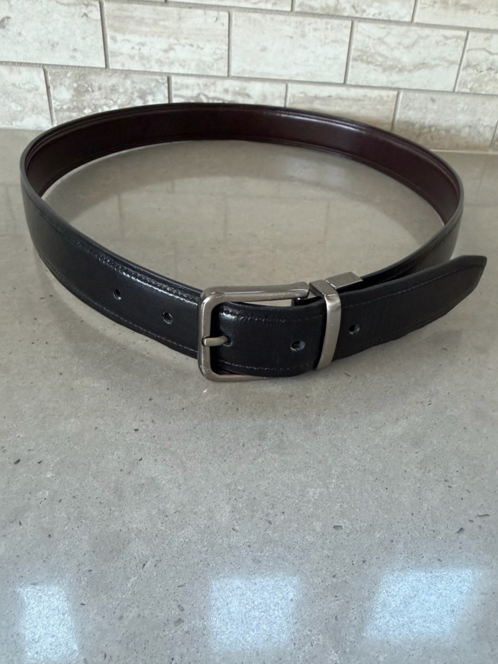 Classic Black and dark brown Reversible Leather Belt for Men
